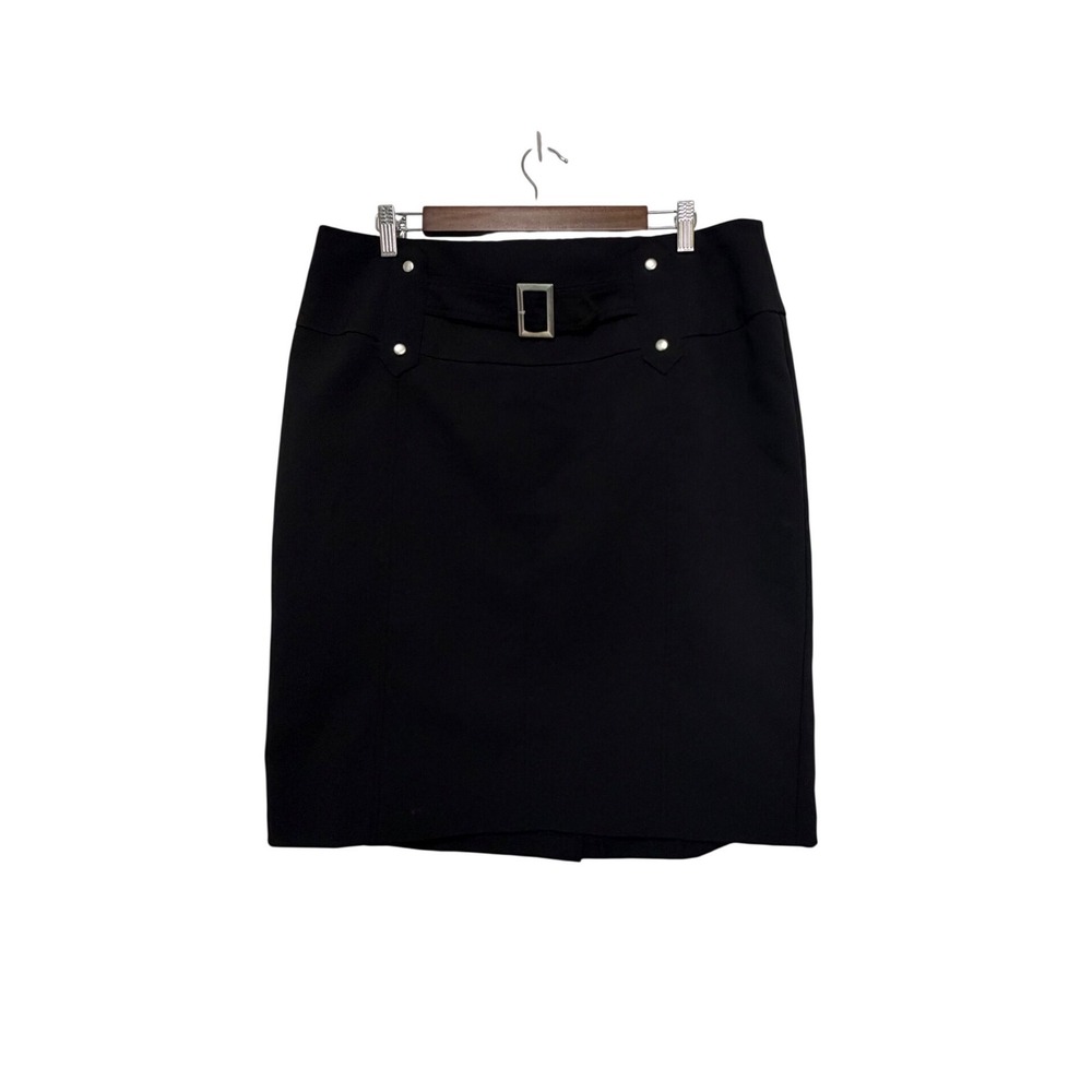 New York Clothing Co Black Buckle Waist Pencil Skirt Size 16 Professional Career